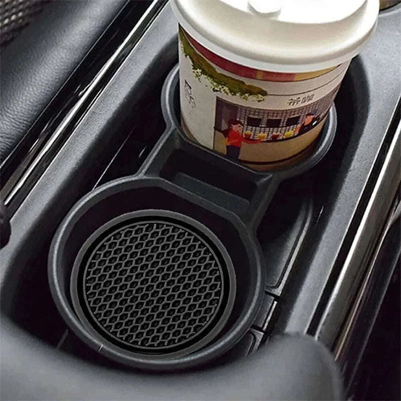 2-Piece Universal Anti-Slip Car Cup Coasters, 7 cm, TPU, Waterproof-black