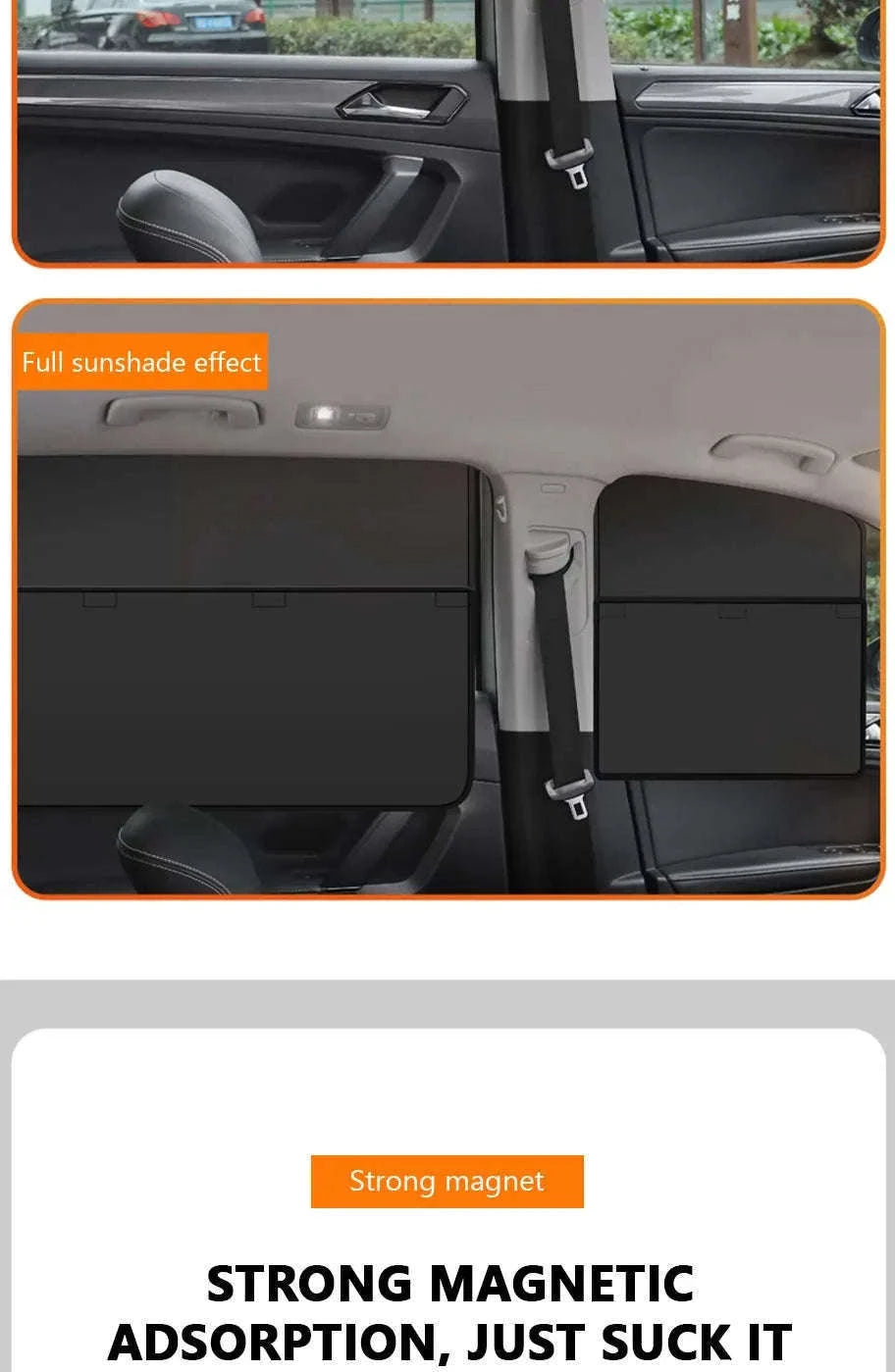 2-Section Magnetic Car Side Window Sun Shade-Rear window-1pc