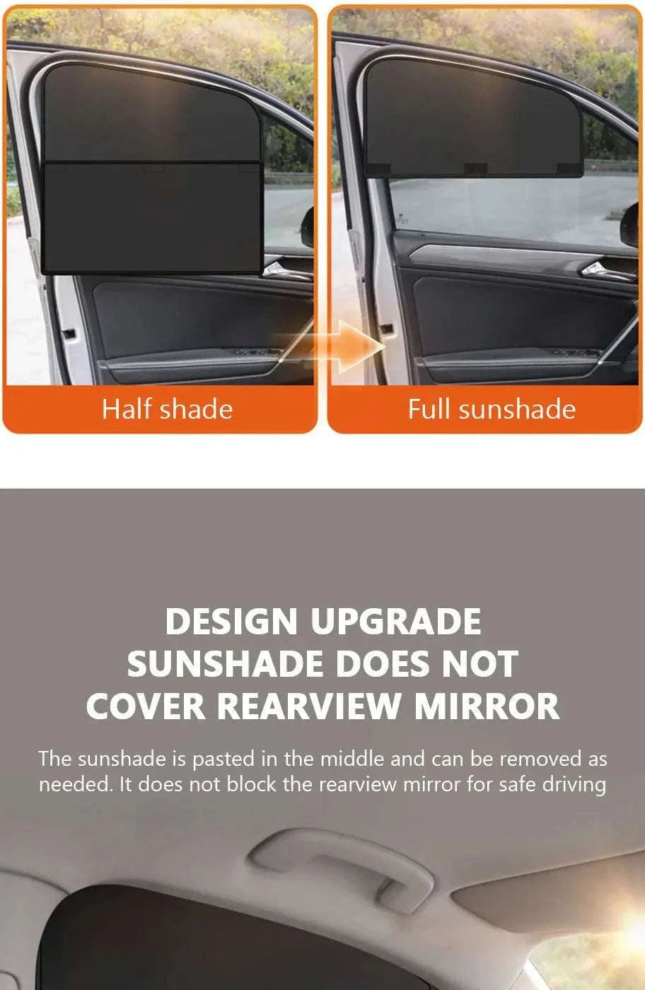 2-Section Magnetic Car Side Window Sun Shade-Rear window-1pc