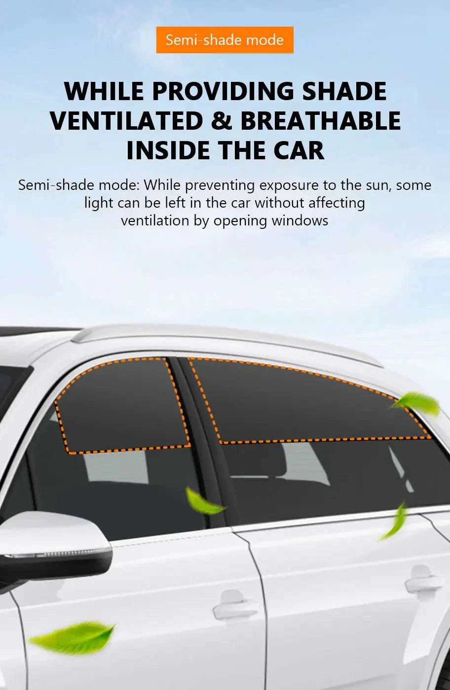 2-Section Magnetic Car Side Window Sun Shade-Rear window-1pc