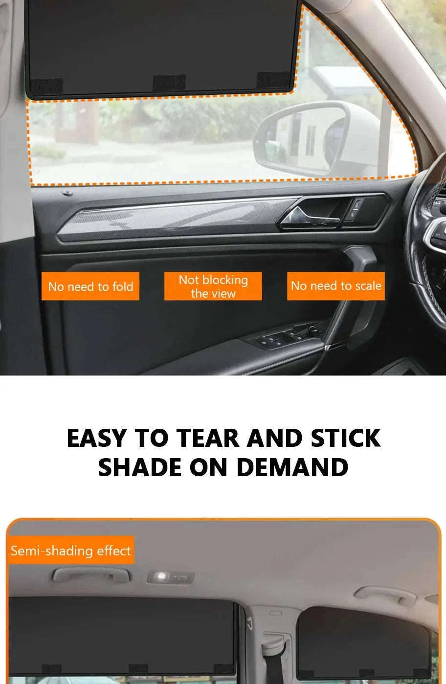 2-Section Magnetic Car Side Window Sun Shade-Rear window-1pc