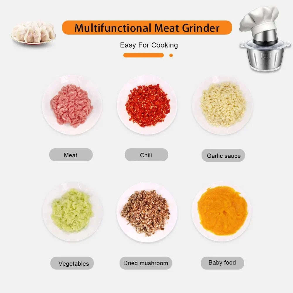 2-Speed 500W Stainless Steel 2L Electric Chopper-Standard Extra Knife / 110 V / United States|US