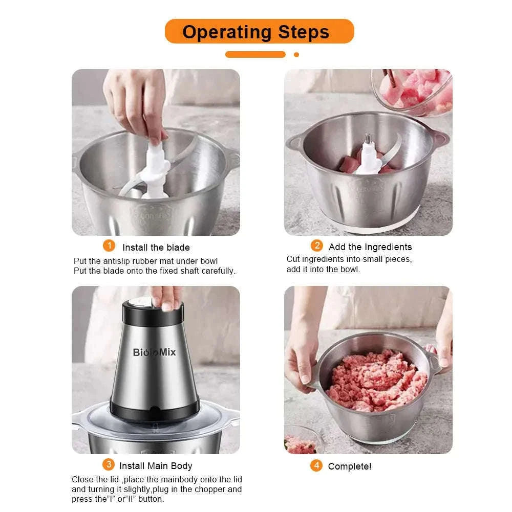 2-Speed 500W Stainless Steel 2L Electric Chopper-Standard Extra Knife / 110 V / United States|US