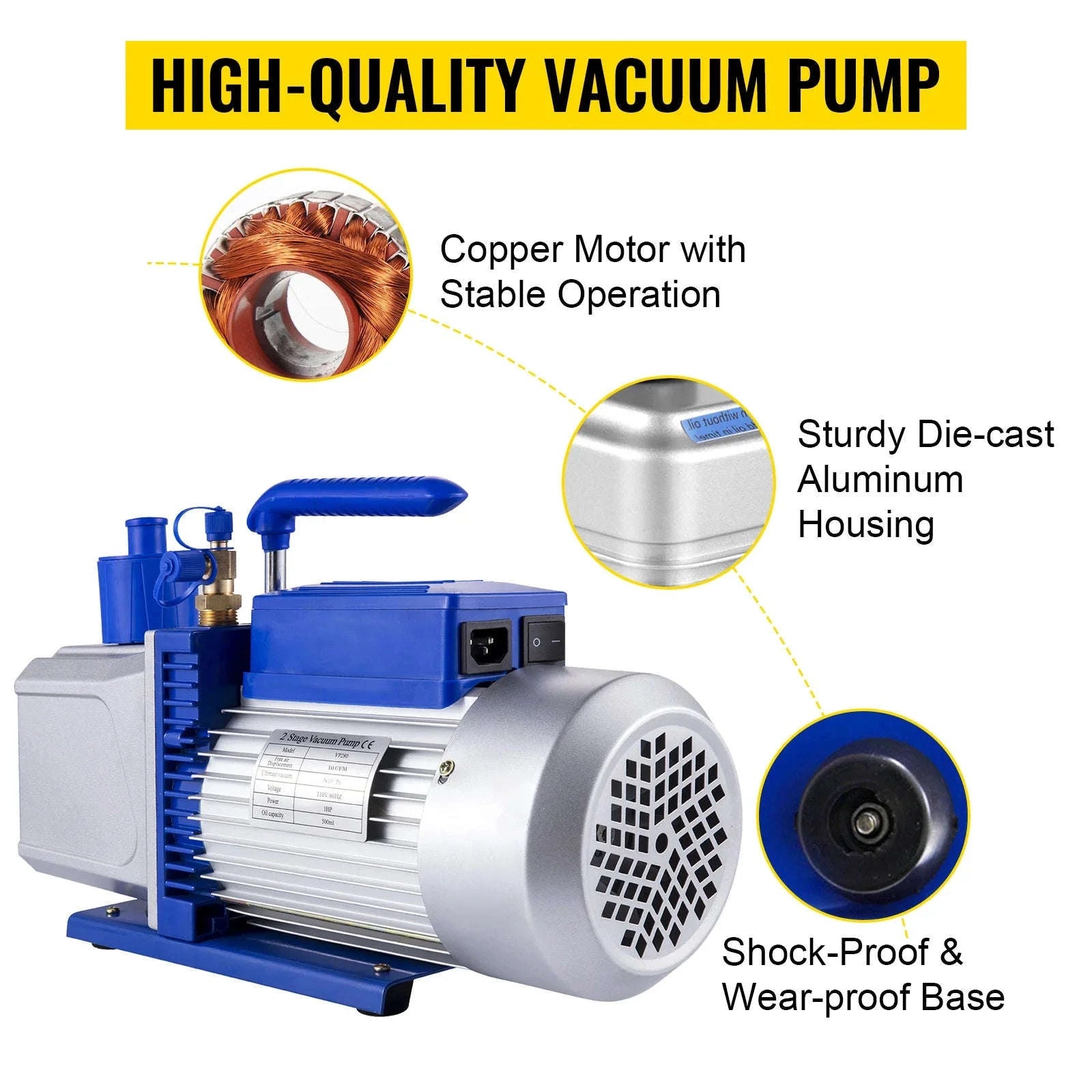 2 Stage Vacuum Pump 10 CFM 1 HP for HVAC and AC Refrigerant-EU / CZECH REPUBLIC