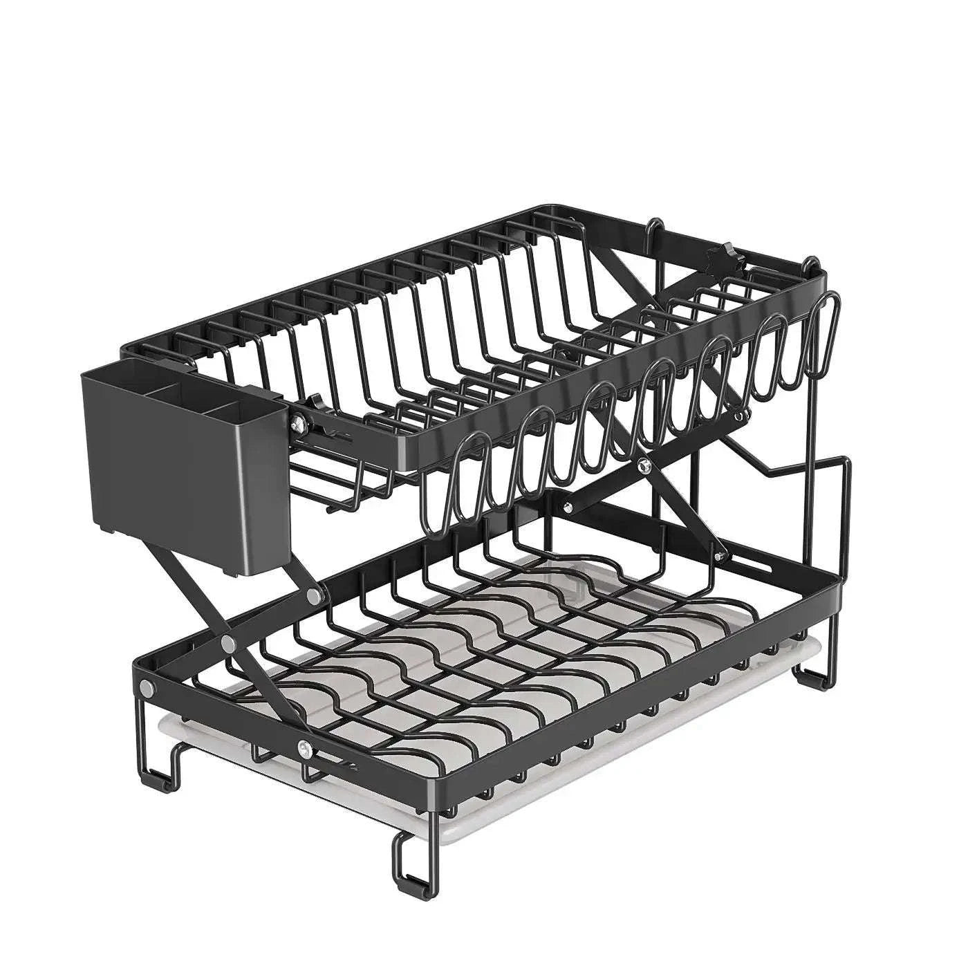 2-Tier Dish Drying Rack with Drainboard and Cutlery Holder-Type B / france / 2-tier
