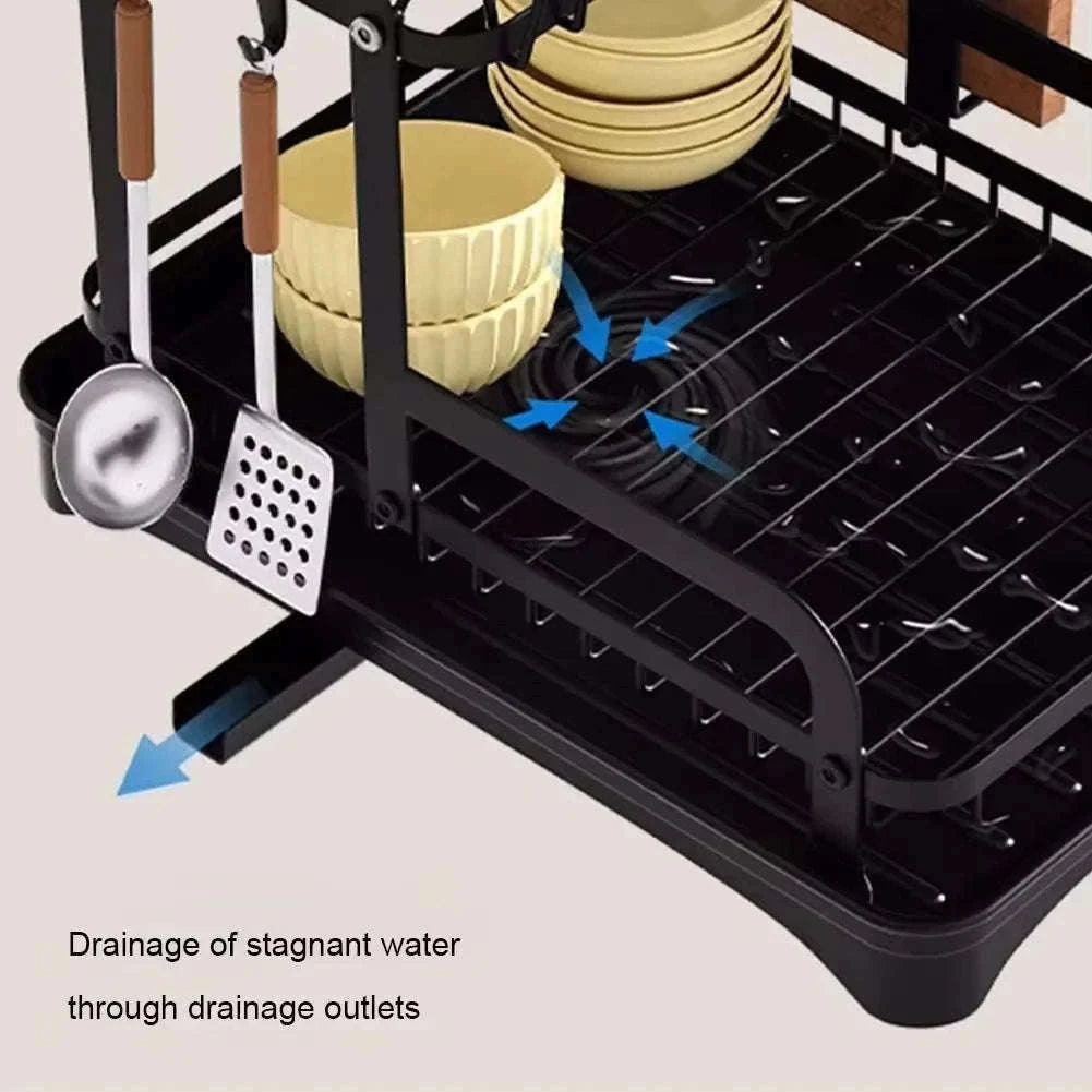2-Tier Dish Drying Rack with Drainboard and Cutlery Holder-Type C / france / 2-tier