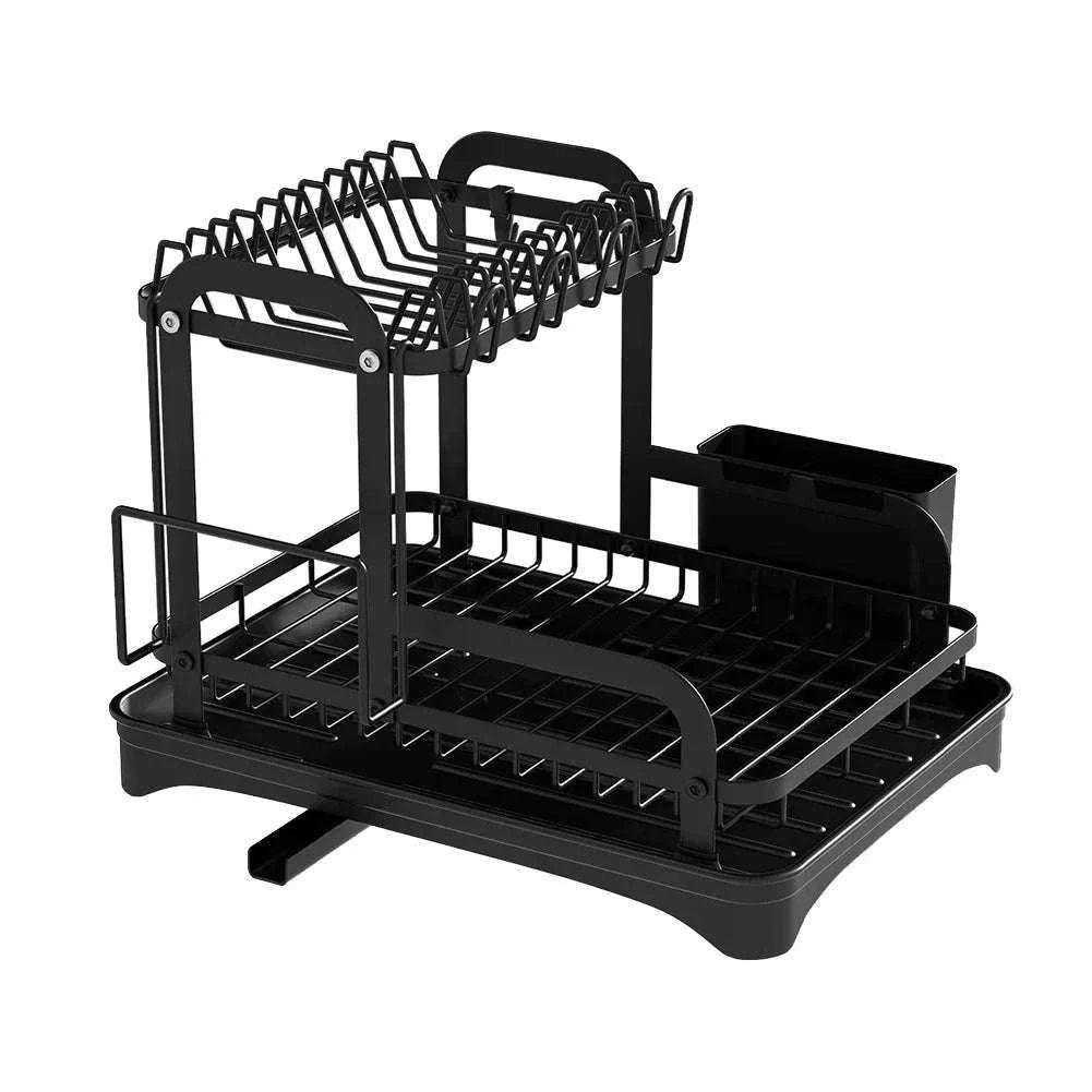 2-Tier Dish Drying Rack with Drainboard and Cutlery Holder-Type C / france / 2-tier