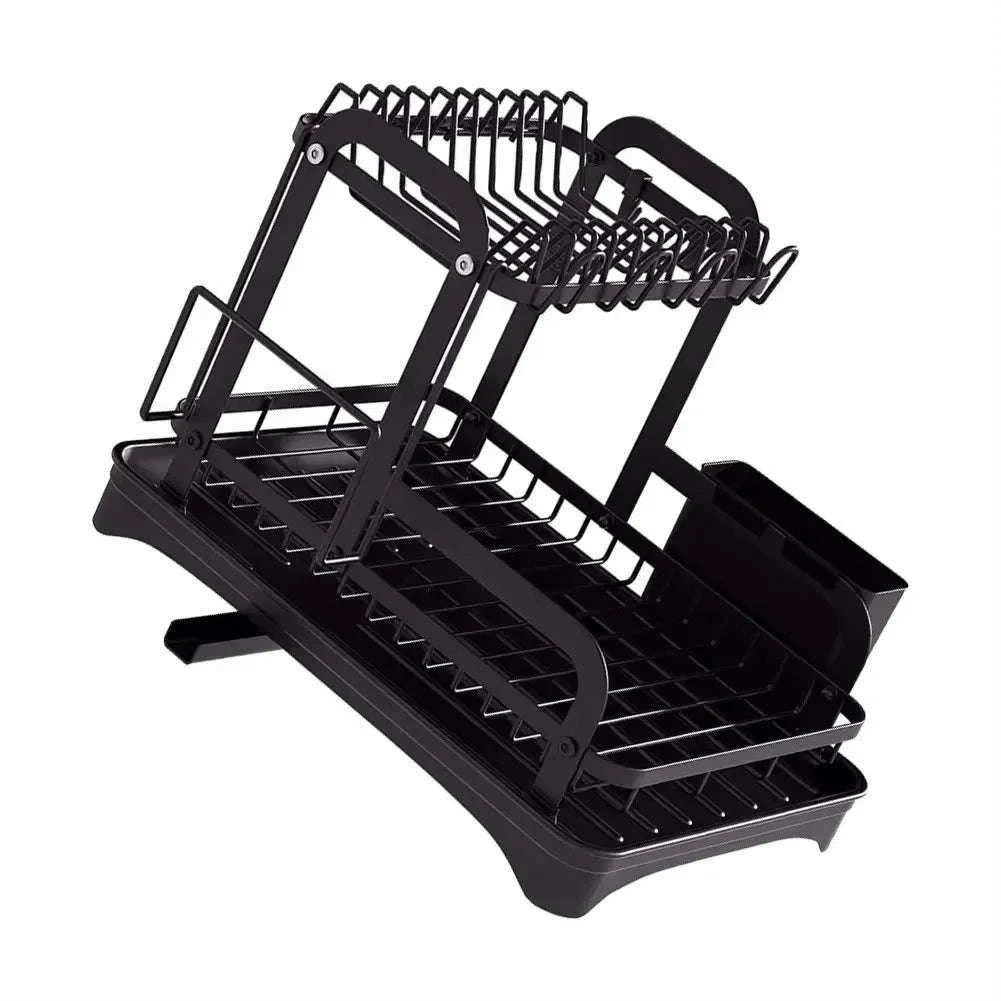 2-Tier Dish Drying Rack with Drainboard and Cutlery Holder-Type C / france / 2-tier