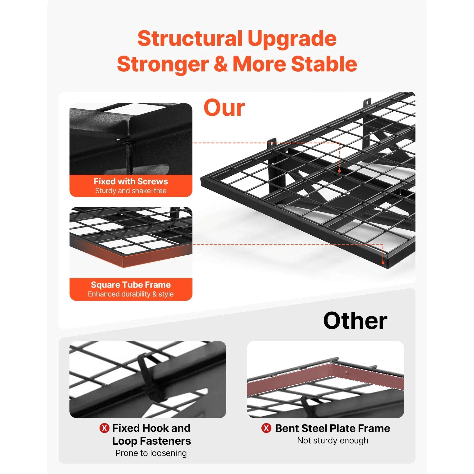 2-Tier Garage Wall Shelving 500 lbs Steel Storage Shelves with Hooks-24x36inch / United States