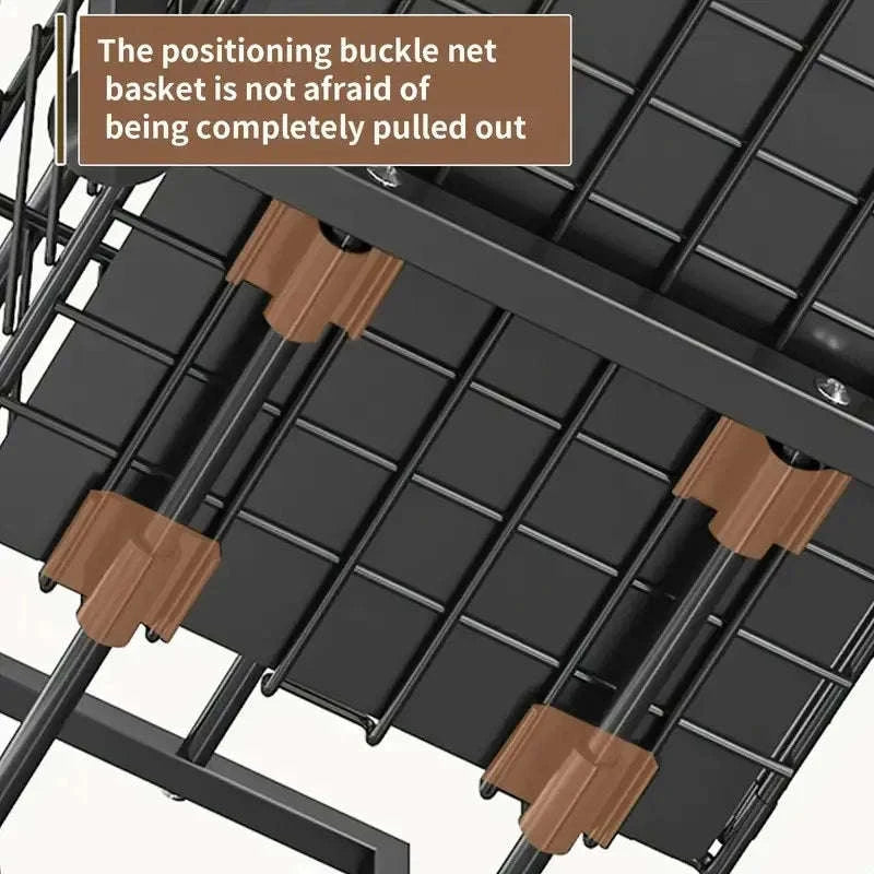2-Tier Pull-Out Cabinet Organizer Adjustable Under Sink Storage Rack-black / france / 2-tier