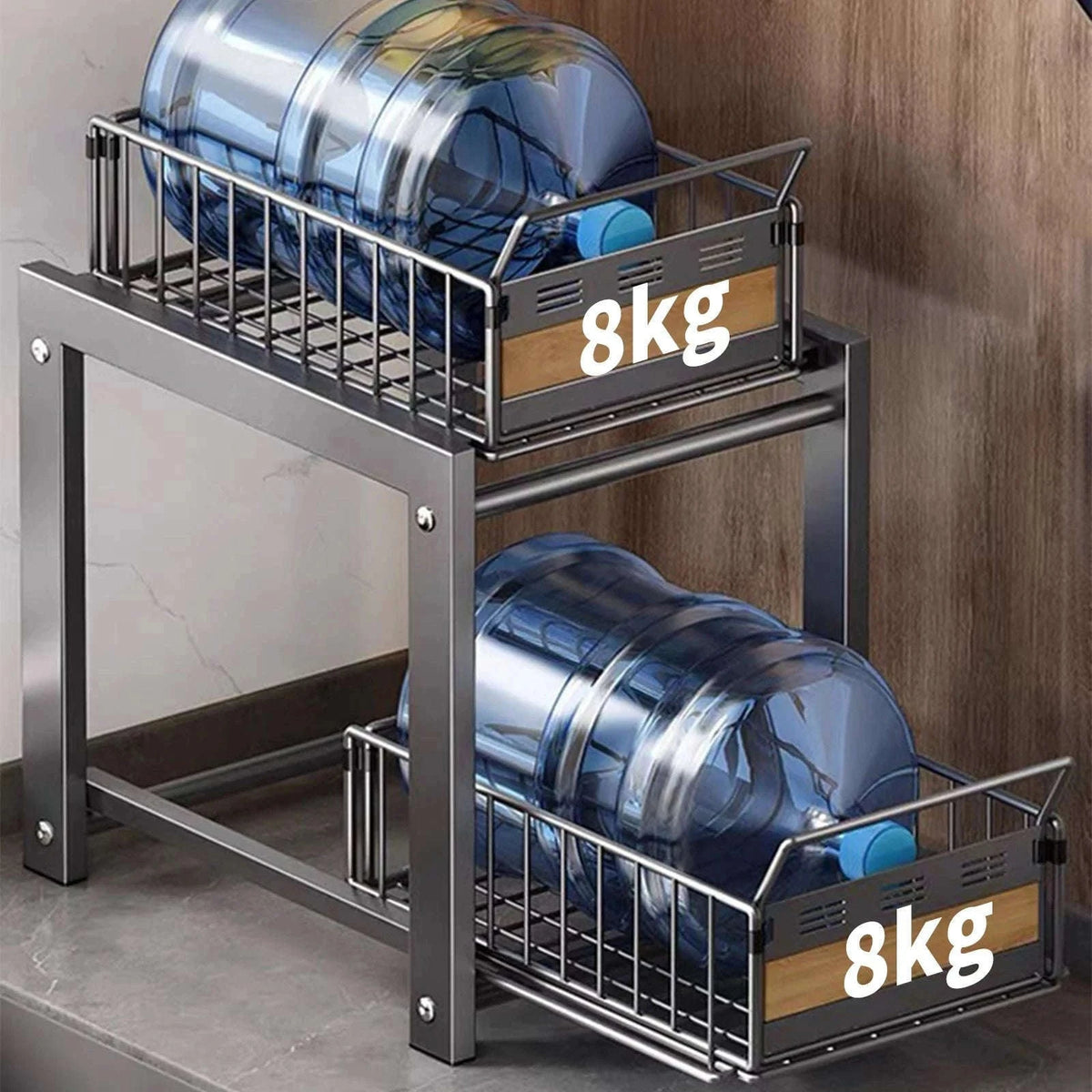 2-Tier Pull-Out Under Sink Storage Rack with Silent Sliding Drawers-2pcs / france