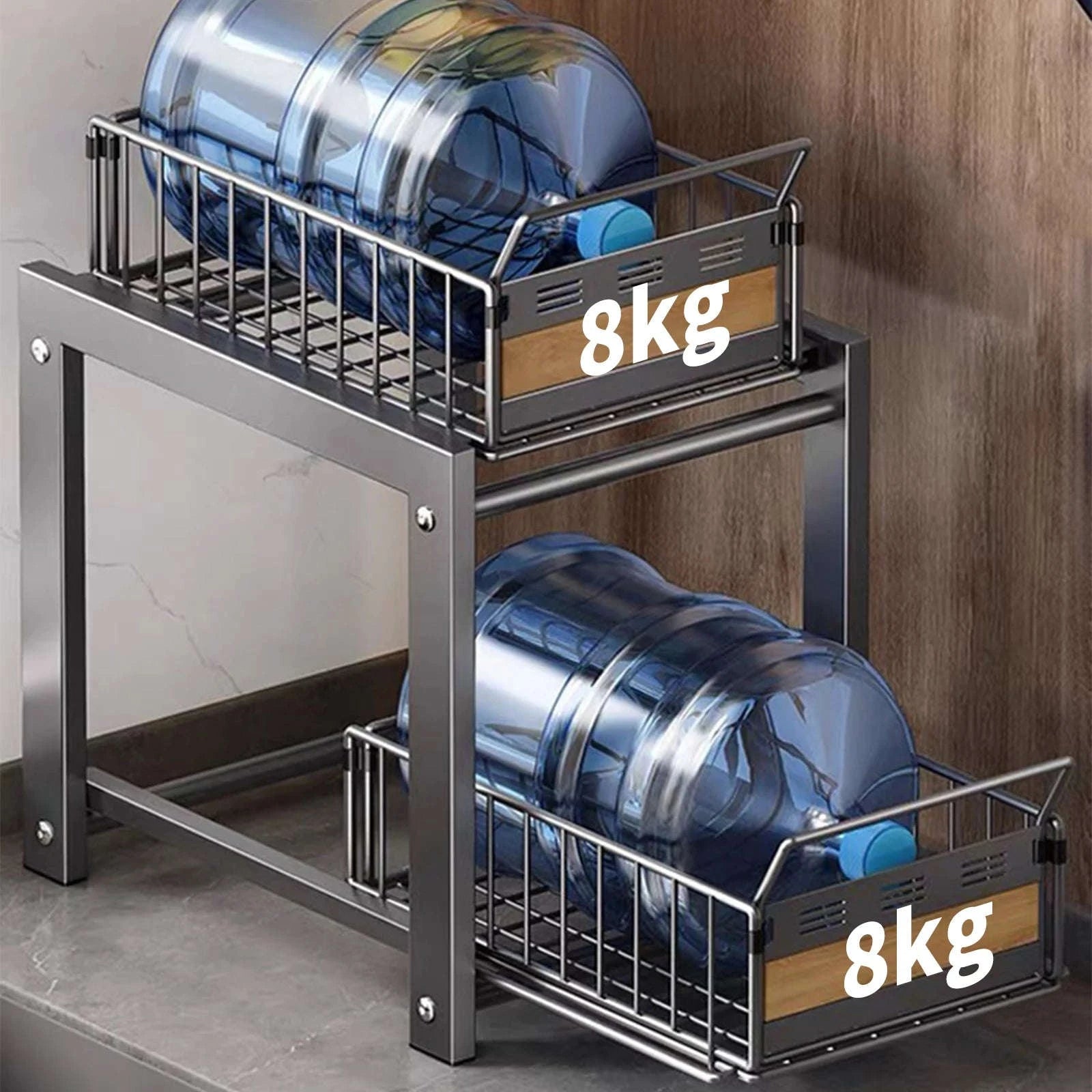 2-Tier Pull-Out Under Sink Storage Rack with Silent Sliding Drawers-2pcs / france