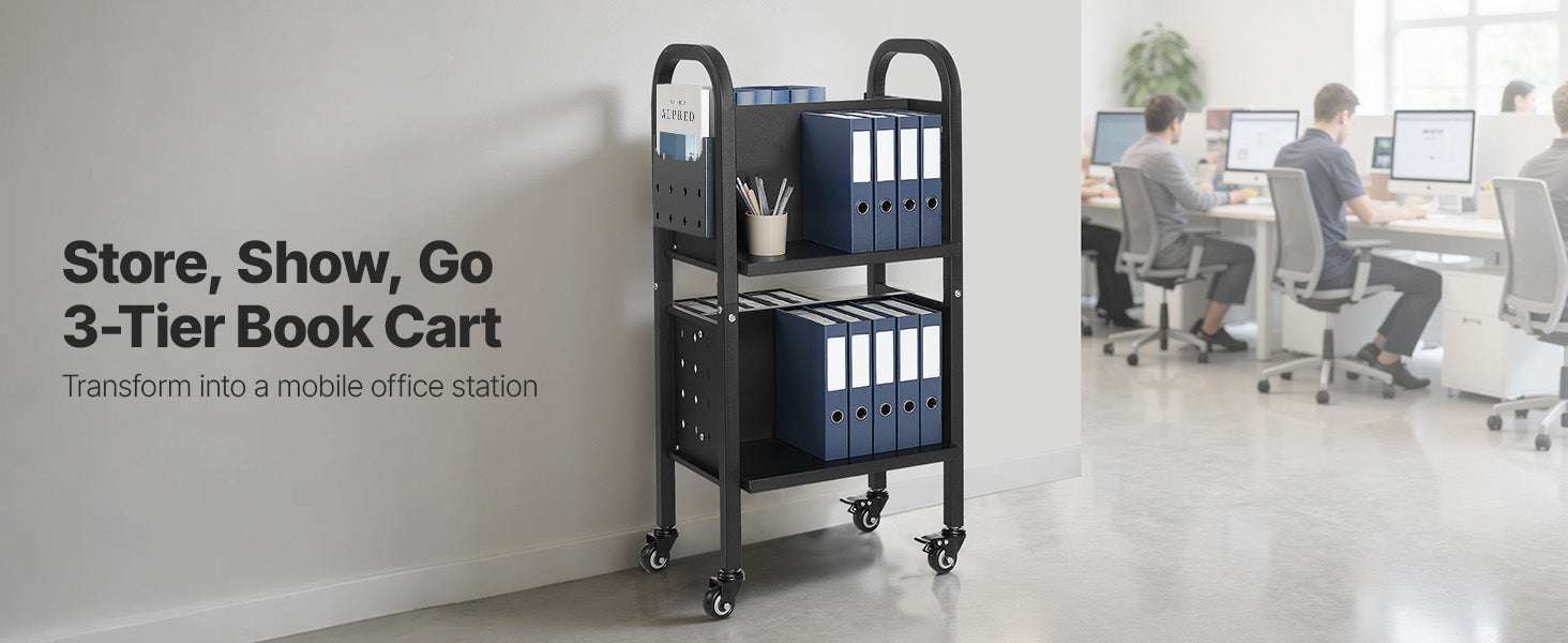 2-Tier Rolling Book Cart with Lockable Wheels, 150 lb Capacity-100lbs / GERMANY
