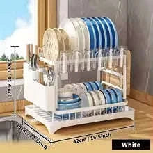 2-Tier Rotating Dish Drying Rack with Utensil Holder-black / L / United States|2-tier