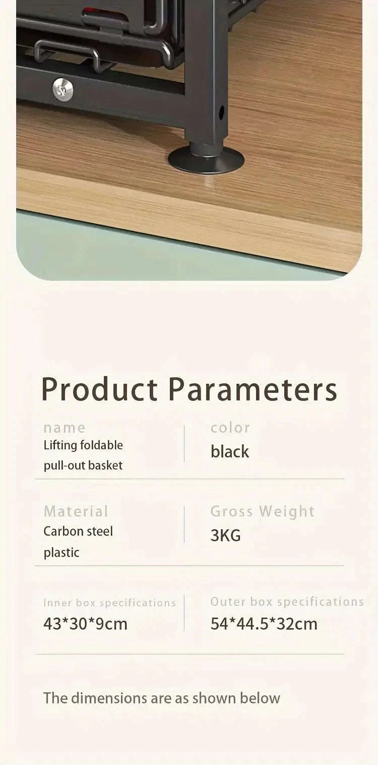 2-Tier Under Sink Pull-Out Organizer Adjustable Steel Drawer Rack-1pc / france / 2-tier