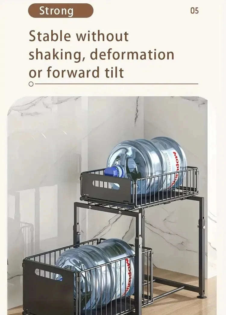 2-Tier Under Sink Pull-Out Organizer Adjustable Steel Drawer Rack-1pc / france / 2-tier