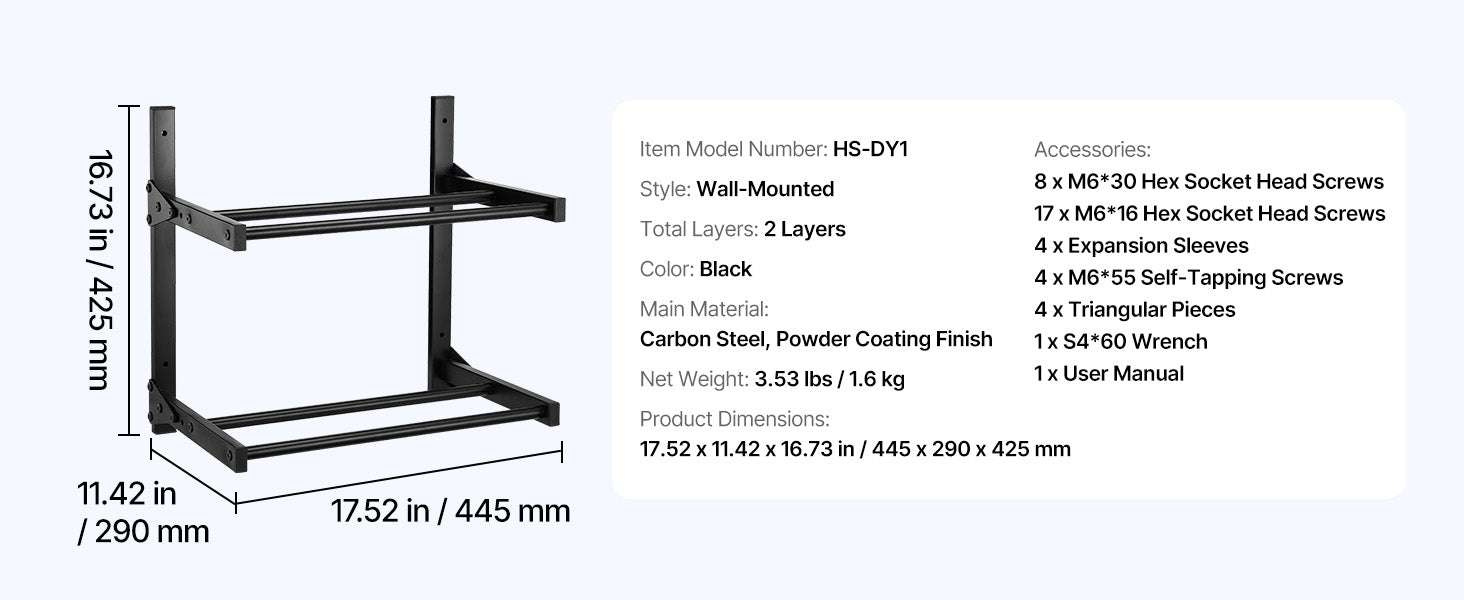 2-Tier Wall Mounted Filament Storage Rack for 3D Printer Spools-2 Tier / United States
