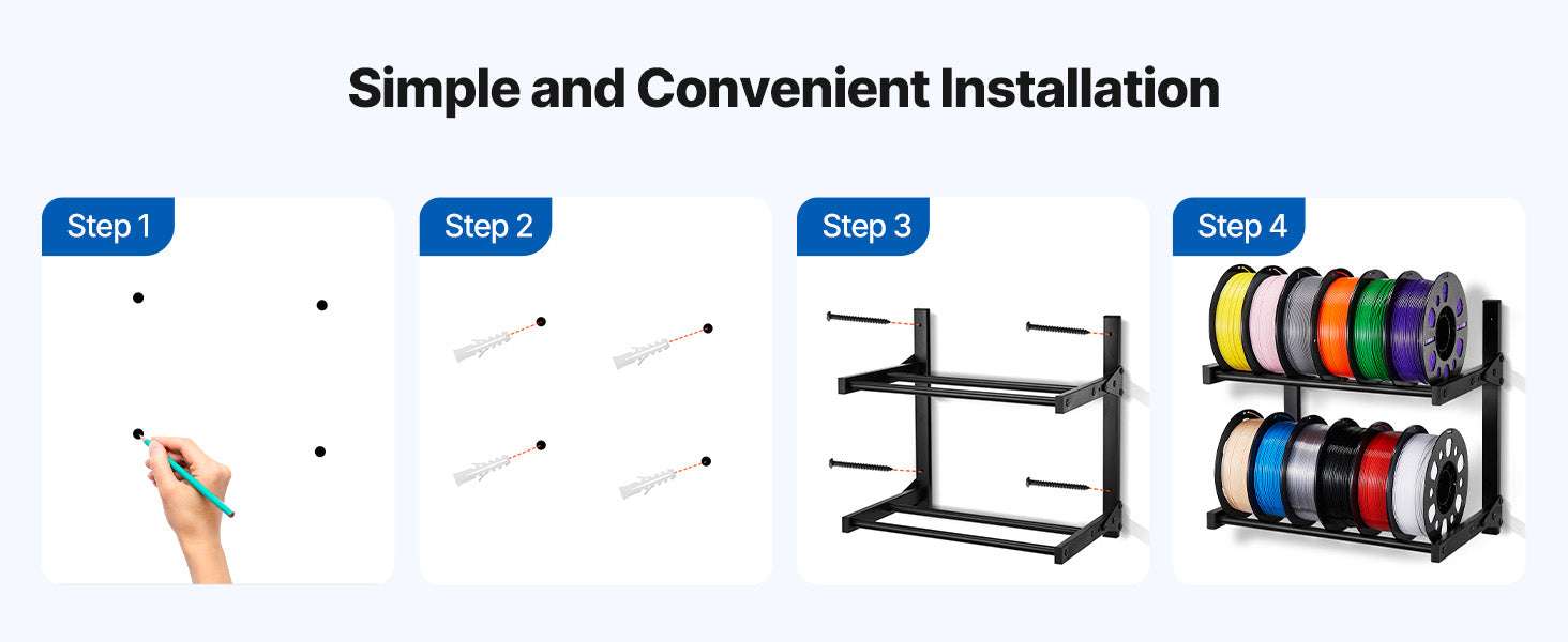 2-Tier Wall Mounted Filament Storage Rack for 3D Printer Spools-2 Tier / United States