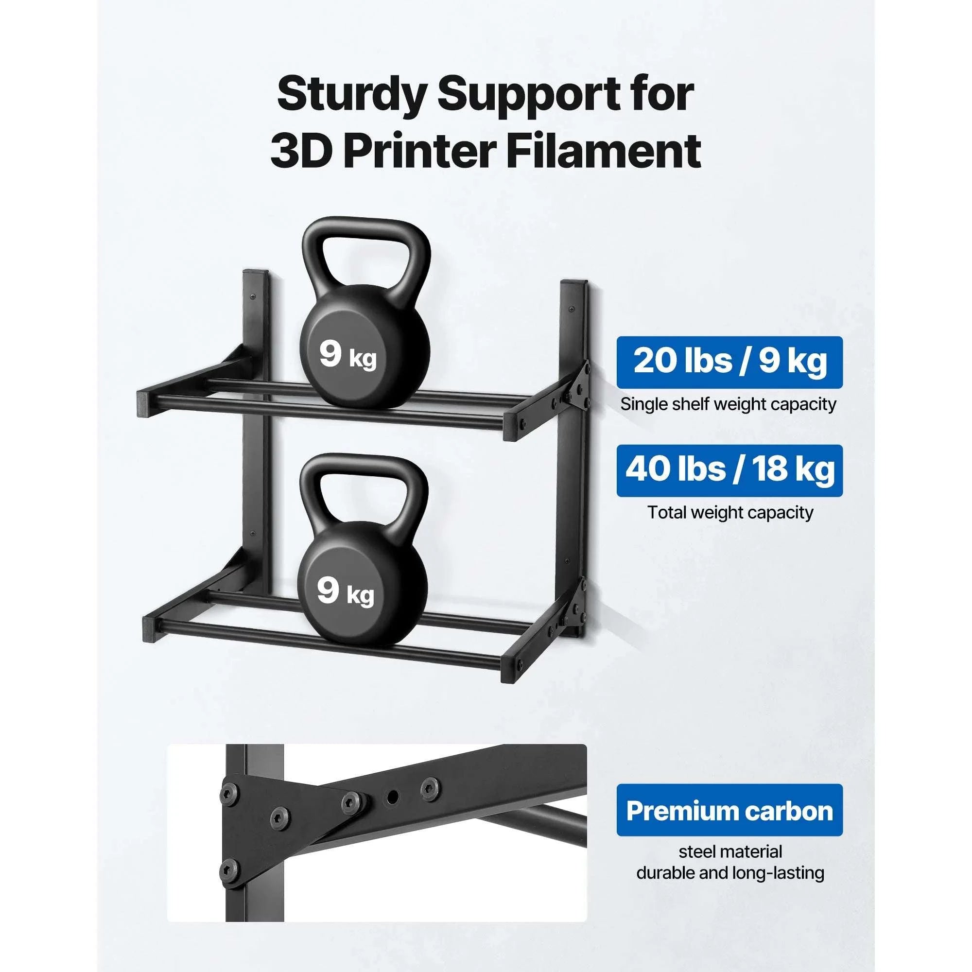 2-Tier Wall Mounted Filament Storage Rack for 3D Printer Spools-2 Tier / United States