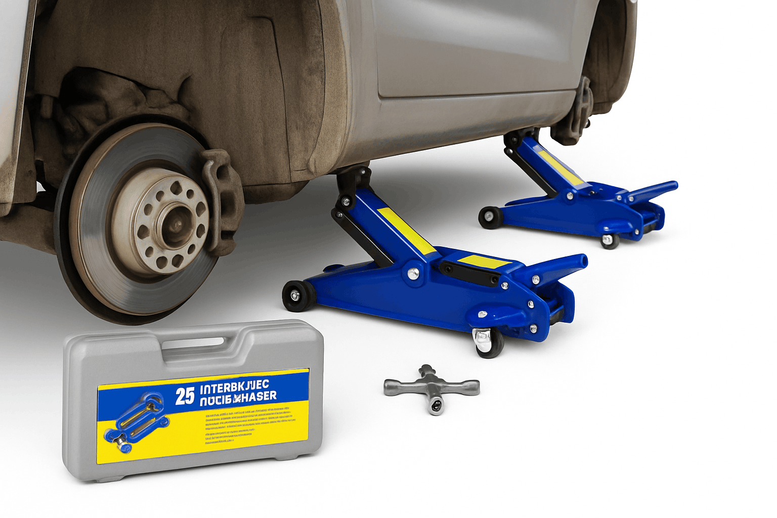 2 Ton Hydraulic Floor Jack & Stand Combo for Garage Repairs-Blue / UNITED KINGDOM