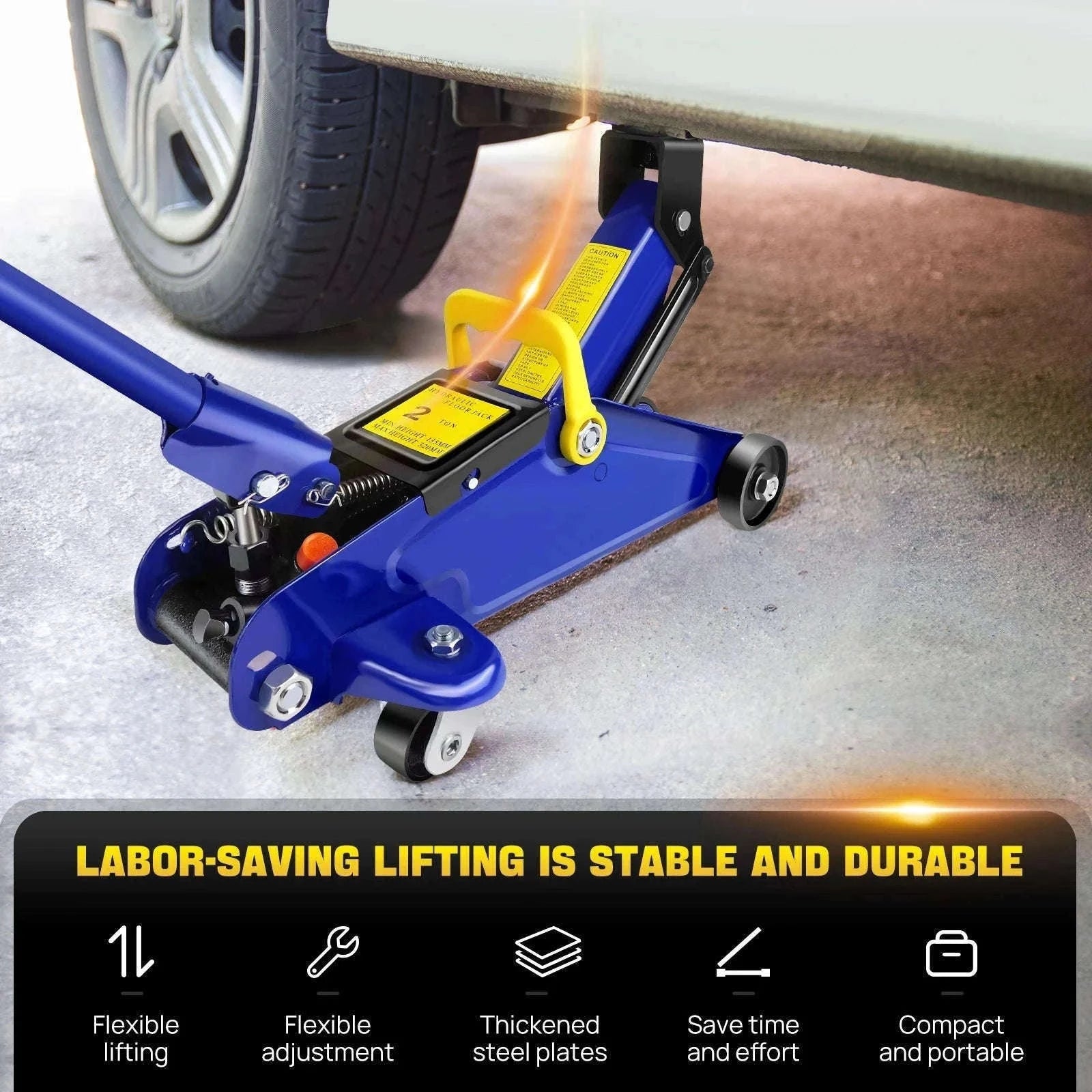 2 Ton Hydraulic Floor Jack & Stand Combo for Garage Repairs-Blue / UNITED KINGDOM