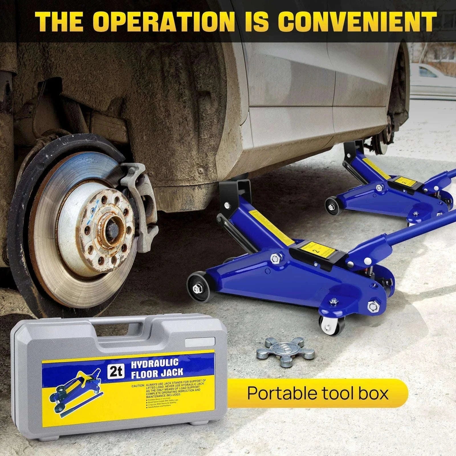 2 Ton Hydraulic Floor Jack & Stand Combo for Garage Repairs-Blue / UNITED KINGDOM