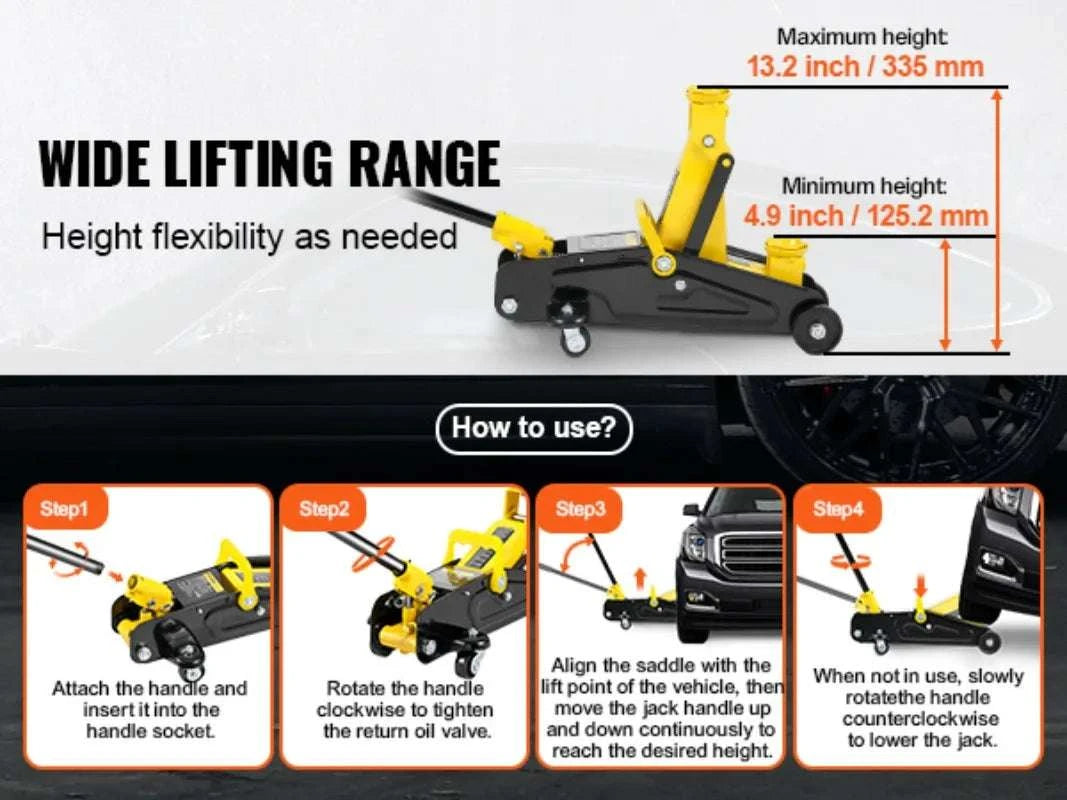 2 Ton Low Profile Floor Jack for Sedans & Small Trucks-United States