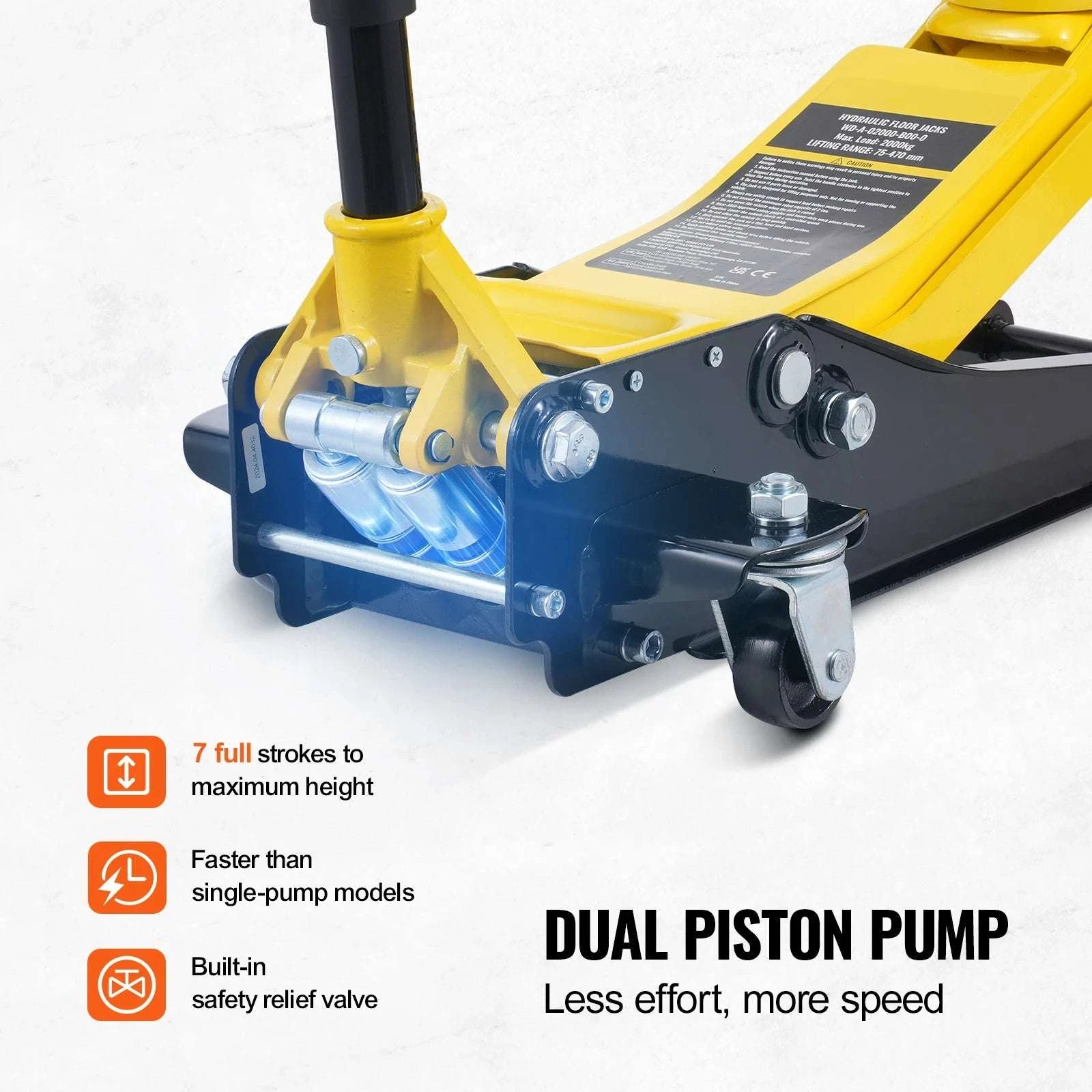 2 Ton Low Profile Hydraulic Floor Jack with Dual Pump Lift-2T Single / United States