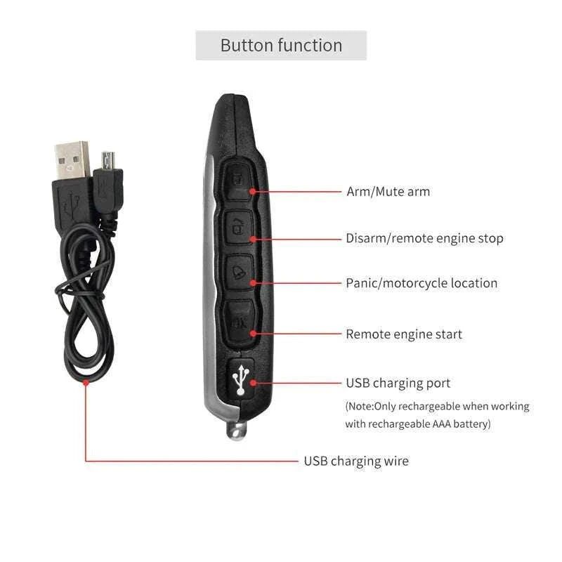 2-Way Motorcycle Alarm System with LCD Pager & Remote Start-Default Title