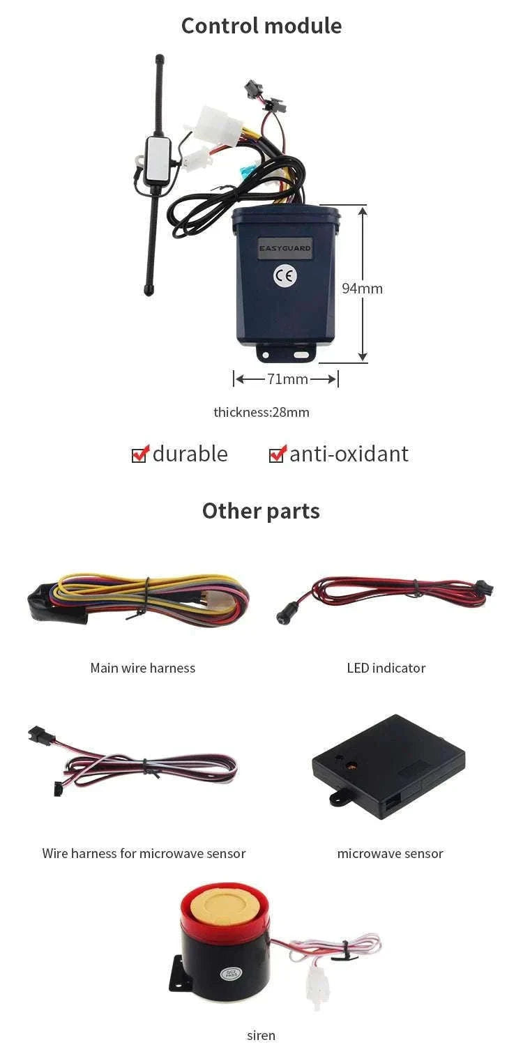 2-Way Motorcycle Alarm System with LCD Pager & Remote Start-Default Title