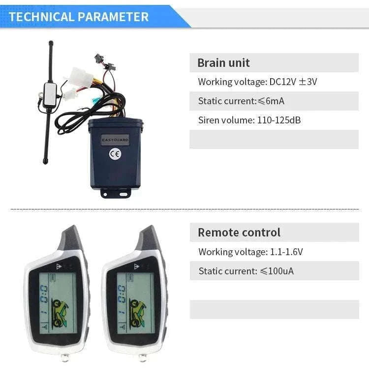 2-Way Motorcycle Alarm System with LCD Pager & Remote Start-Default Title