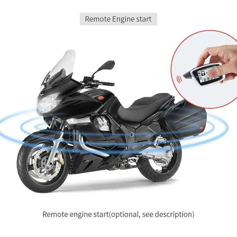 2-Way Motorcycle Alarm System with LCD Pager & Remote Start-Default Title