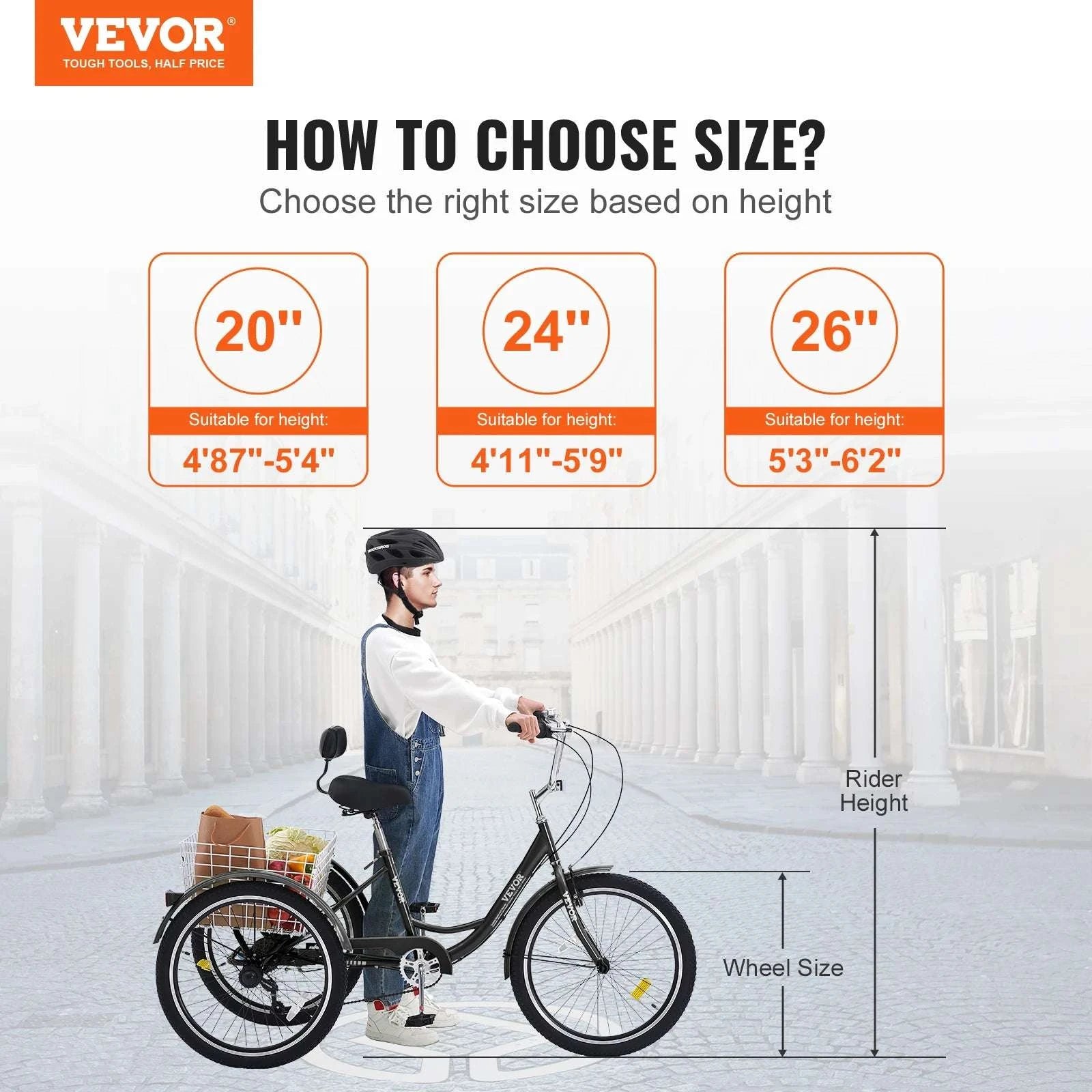 20" Adult Tricycle 7-Speed Cruiser Bike with Large Rear Basket-United States