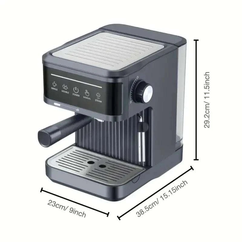 20 Bar Espresso Coffee Machine with Milk Frother & Dual Cup Brewing-200742black / China Mainland / US