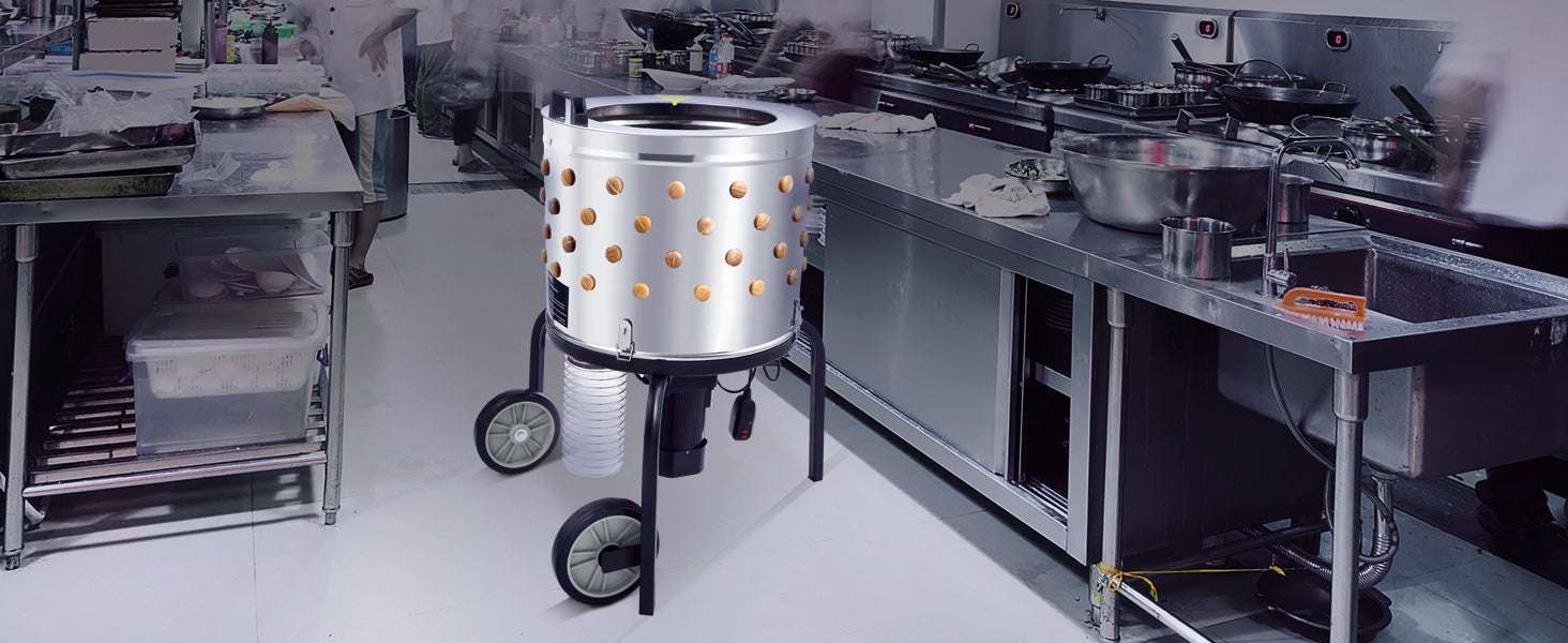 20" Chicken Plucker Machine with 108 Fingers & Stainless Steel Drum-WHITE / United States