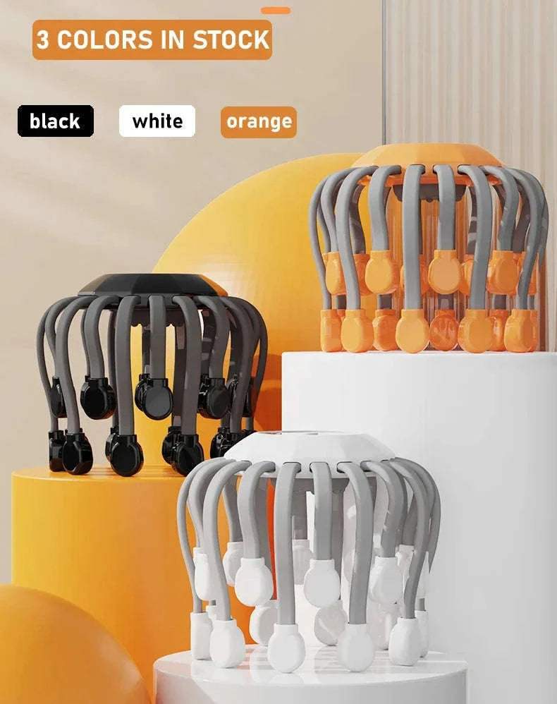 20-Head Orange Scalp Massager with Red Light Therapy-black