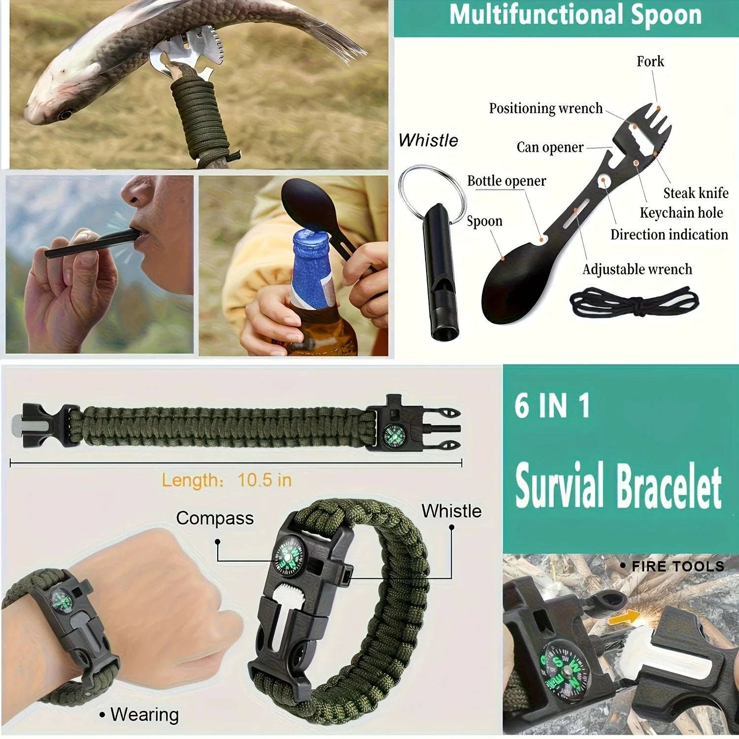 20-in-1 Survival Gear Kit for Camping, Hiking & Emergencies-United States