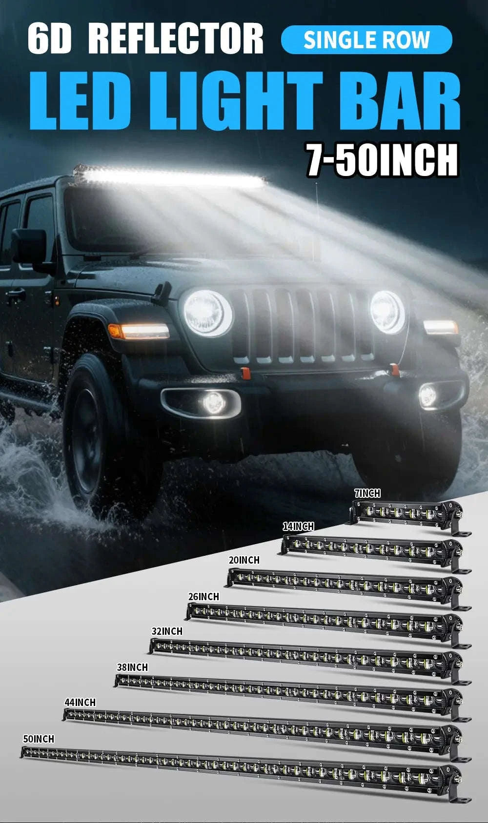 20 Inch 6D Slim LED Light Bar 6500K IP68-50inch 6000K