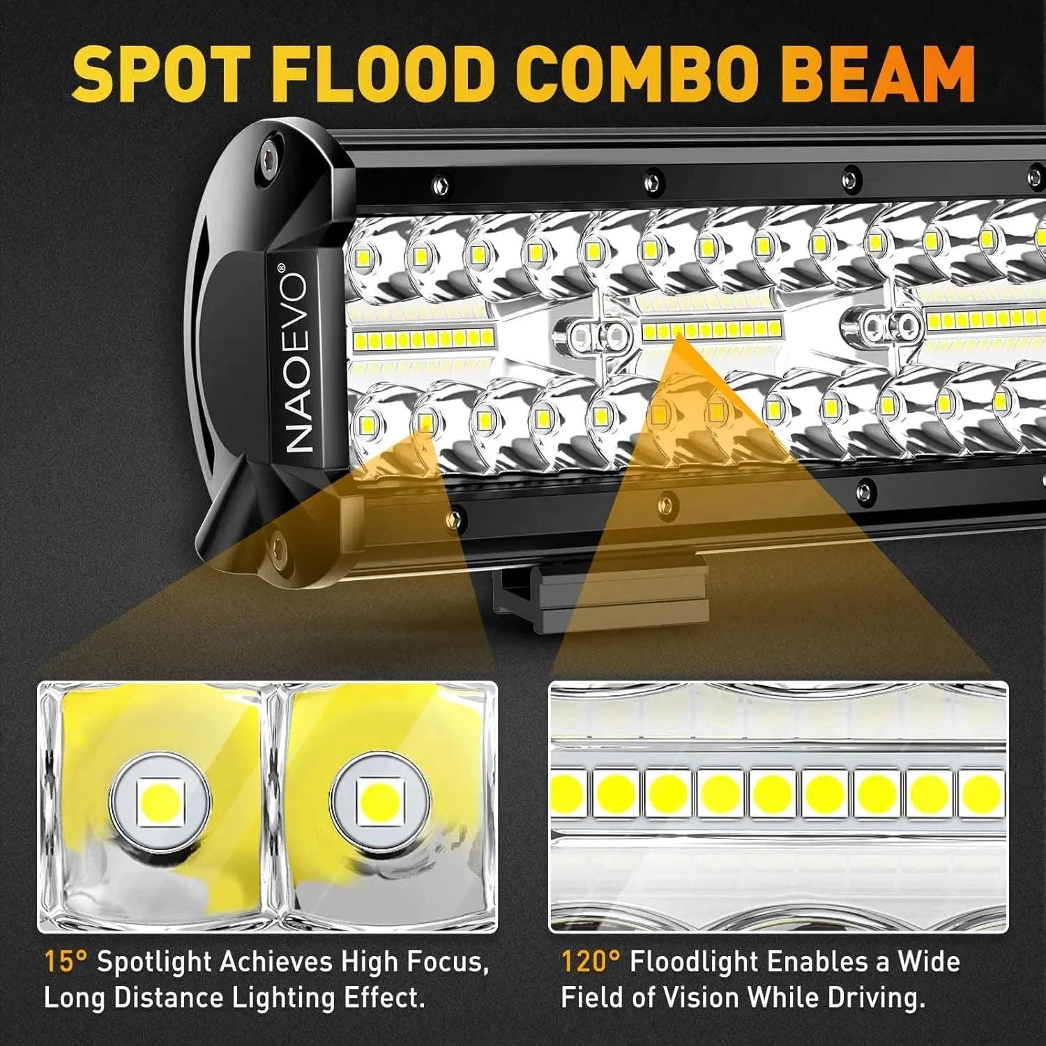 20 Inch LED Light Bar and 2 x 4 Inch LED Light Pods, 100W, 24000LM, 6500K, Waterproof Combo Beam-Default Title