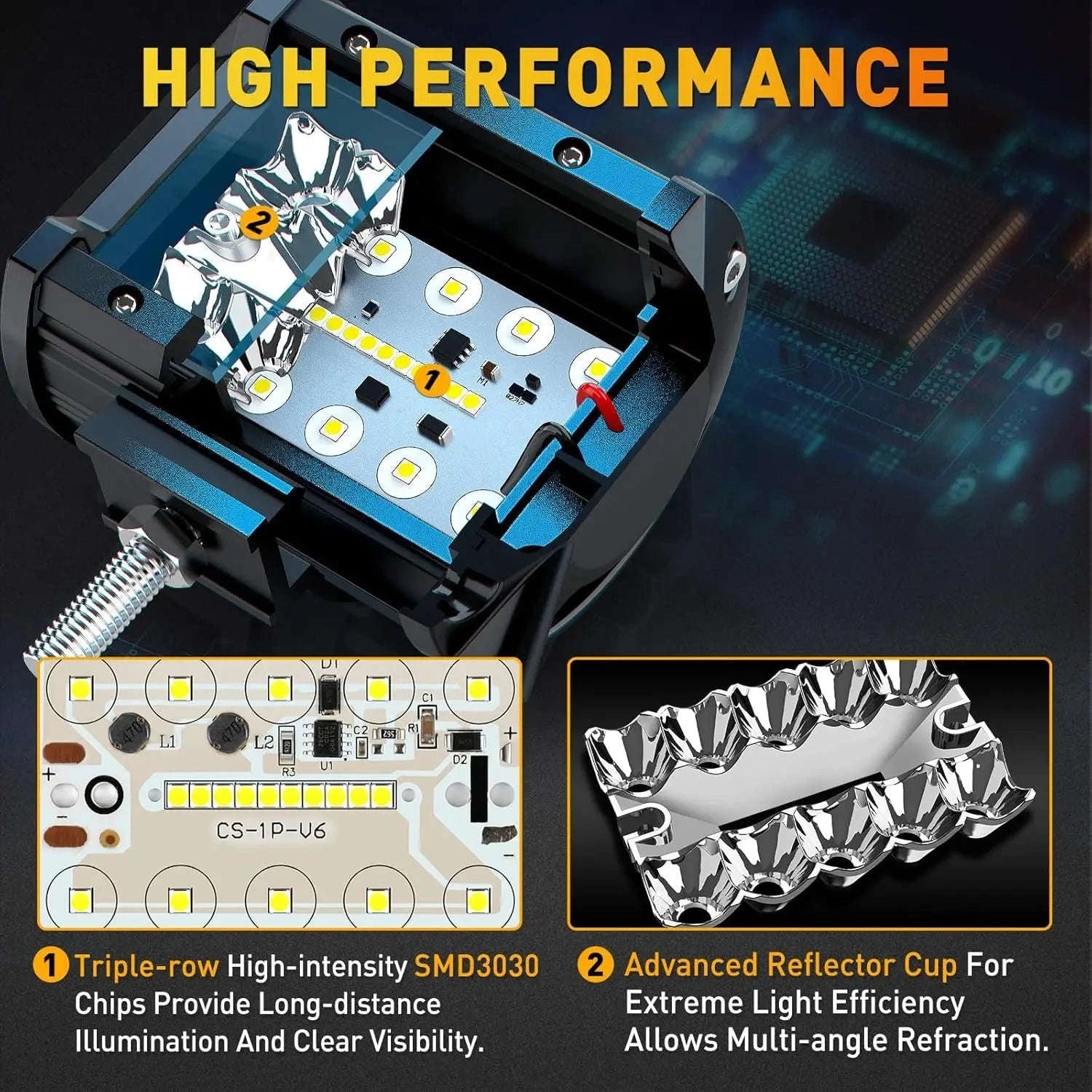 20 Inch LED Light Bar and 2 x 4 Inch LED Light Pods, 100W, 24000LM, 6500K, Waterproof Combo Beam-Default Title