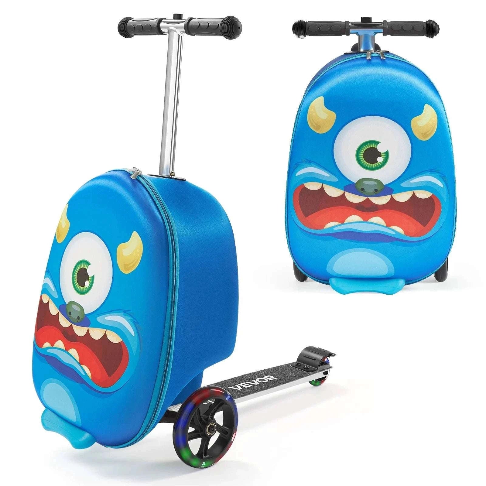 20" Kids Ride-On Scooter Suitcase with 20L Storage & Flash Wheels-Pink / CZECH REPUBLIC