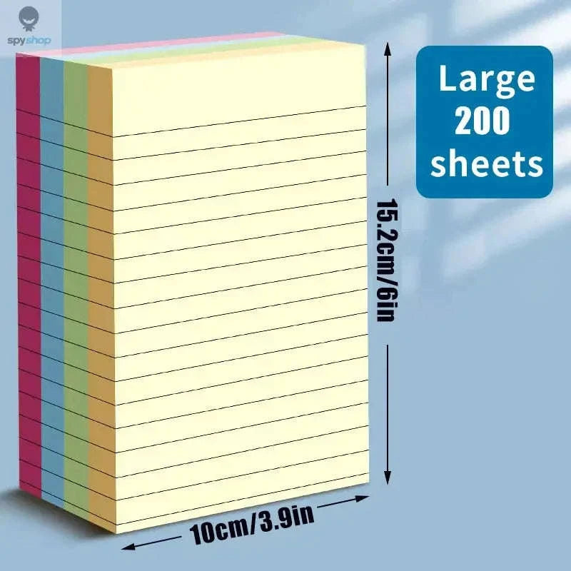 200-Sheet Line Sticky Notes – 4 Color Portable Notepad-Large 200 sheets
