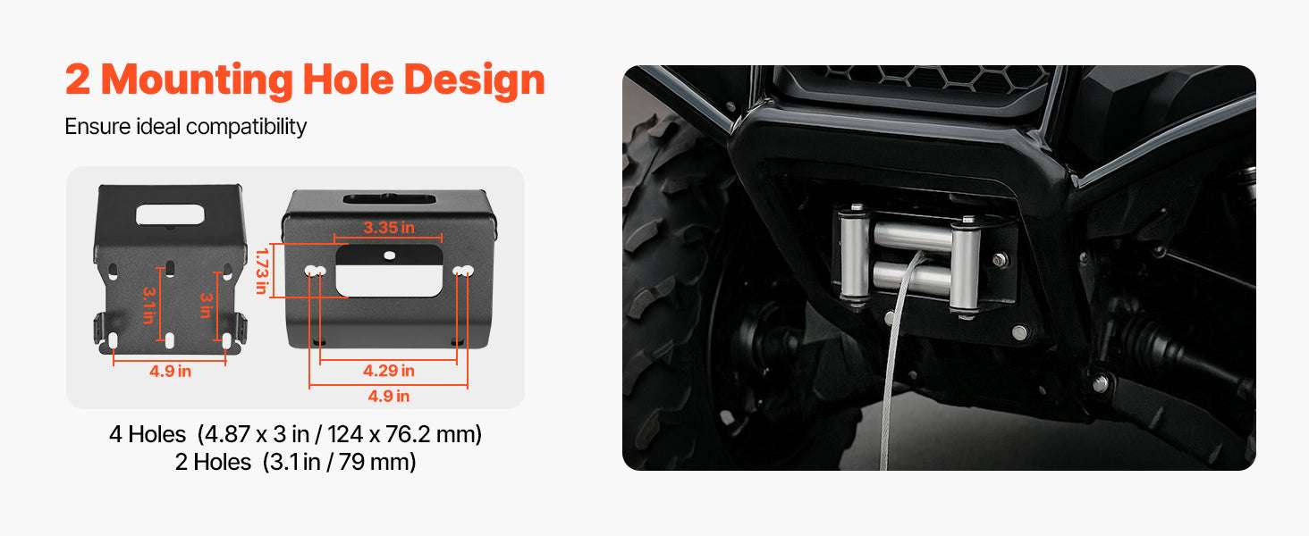2000–3600 lbs Winch Hitch Mount for ATV Recovery and Towing-Black / spain