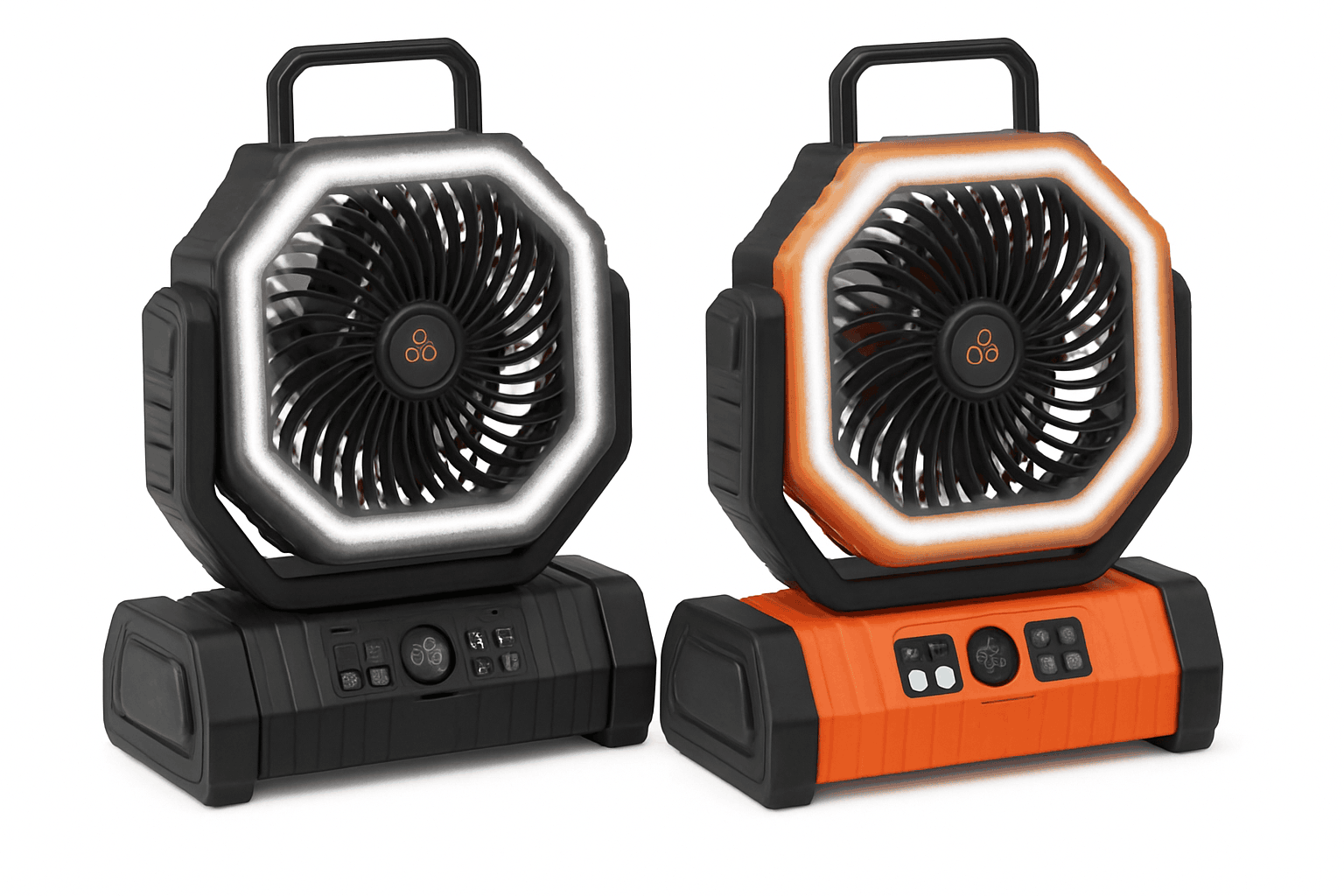 20000mAh Camping Fan with LED Light and Hanging Hook-Black / United States