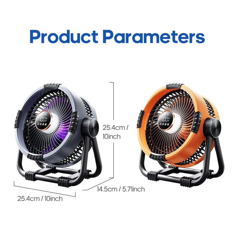 20000mAh Outdoor Camping Fan with LED Light and Remote Control-Khaki 10000mAh Bag