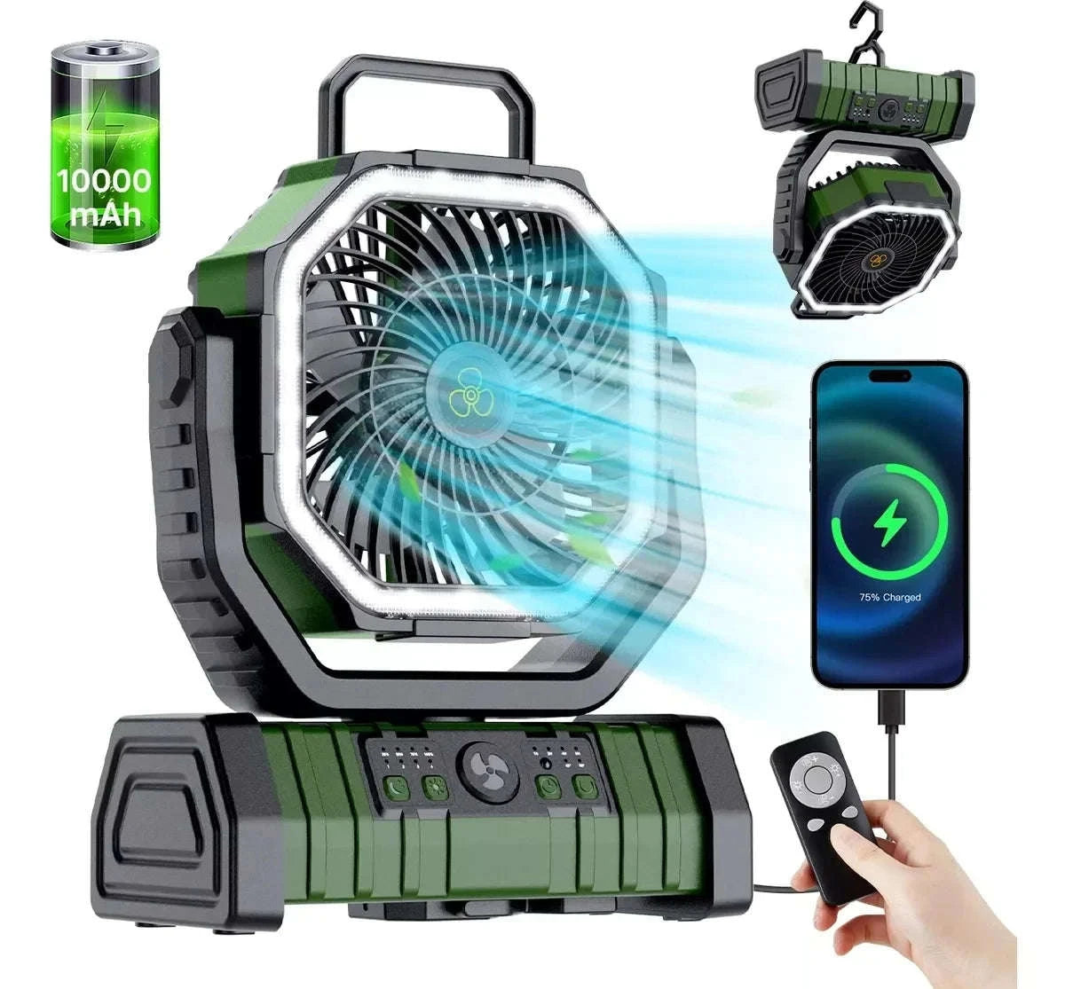 20000mAh Portable Camping Fan-Black