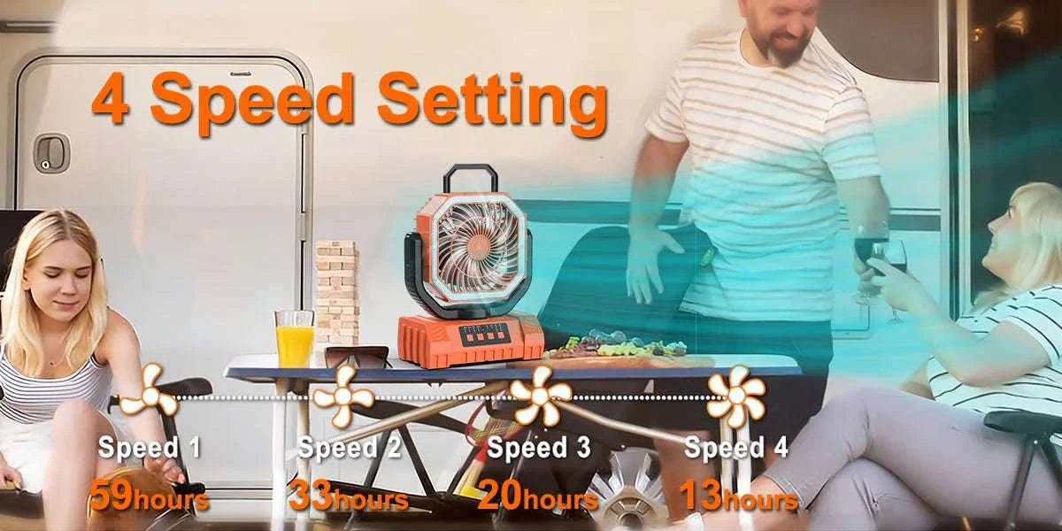 20000mAh Rechargeable Camping Fan with Auto Oscillation, Remote, Timer and LED Lantern-black / United States