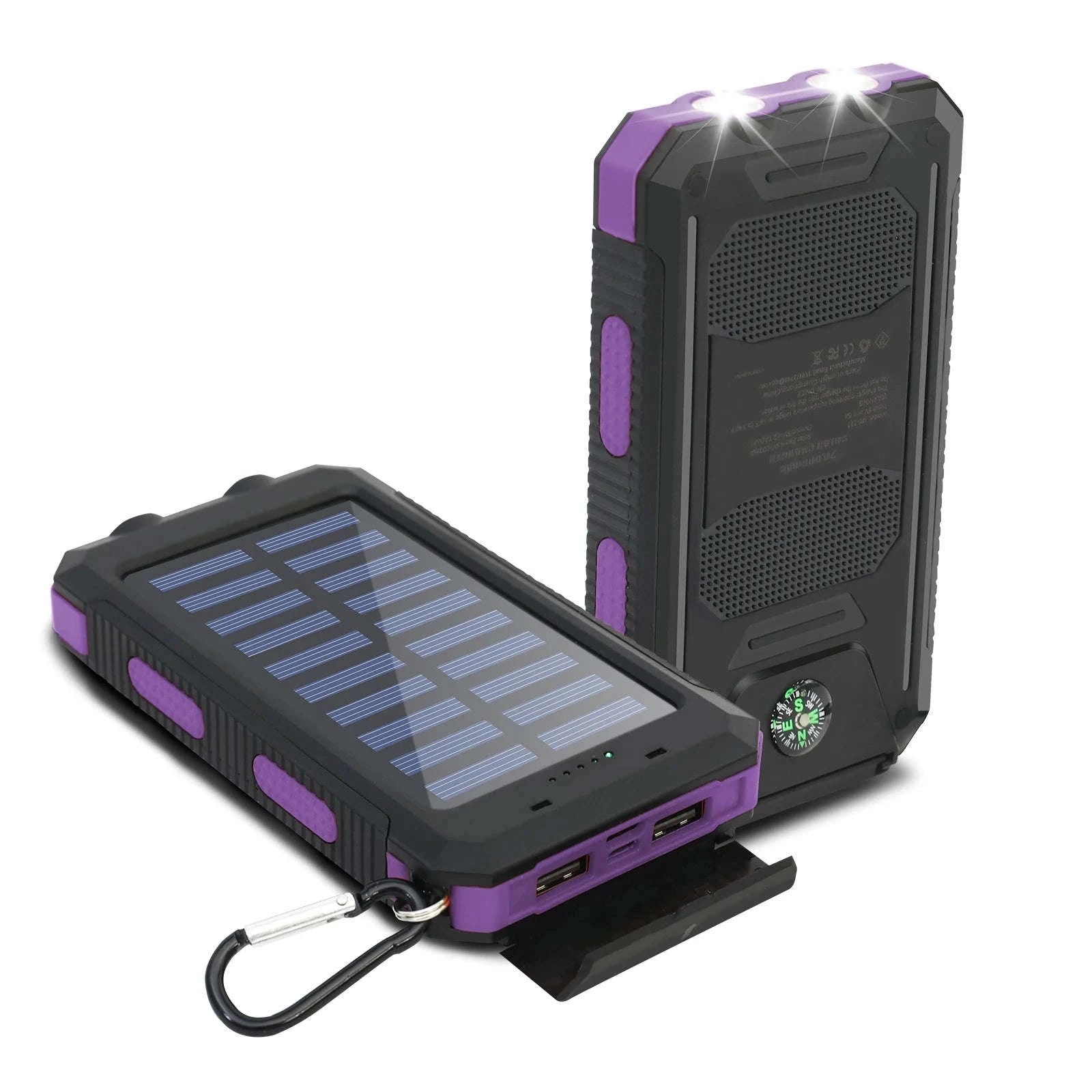 20000mAh Solar Power Bank with Dual USB, LED Light & Compass-Blue Color / United States