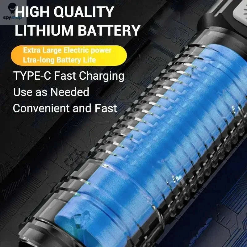 2000LM Rechargeable LED Flashlight with Zoom for Outdoors-with EU Plug / black / ZOOM|Built in battery