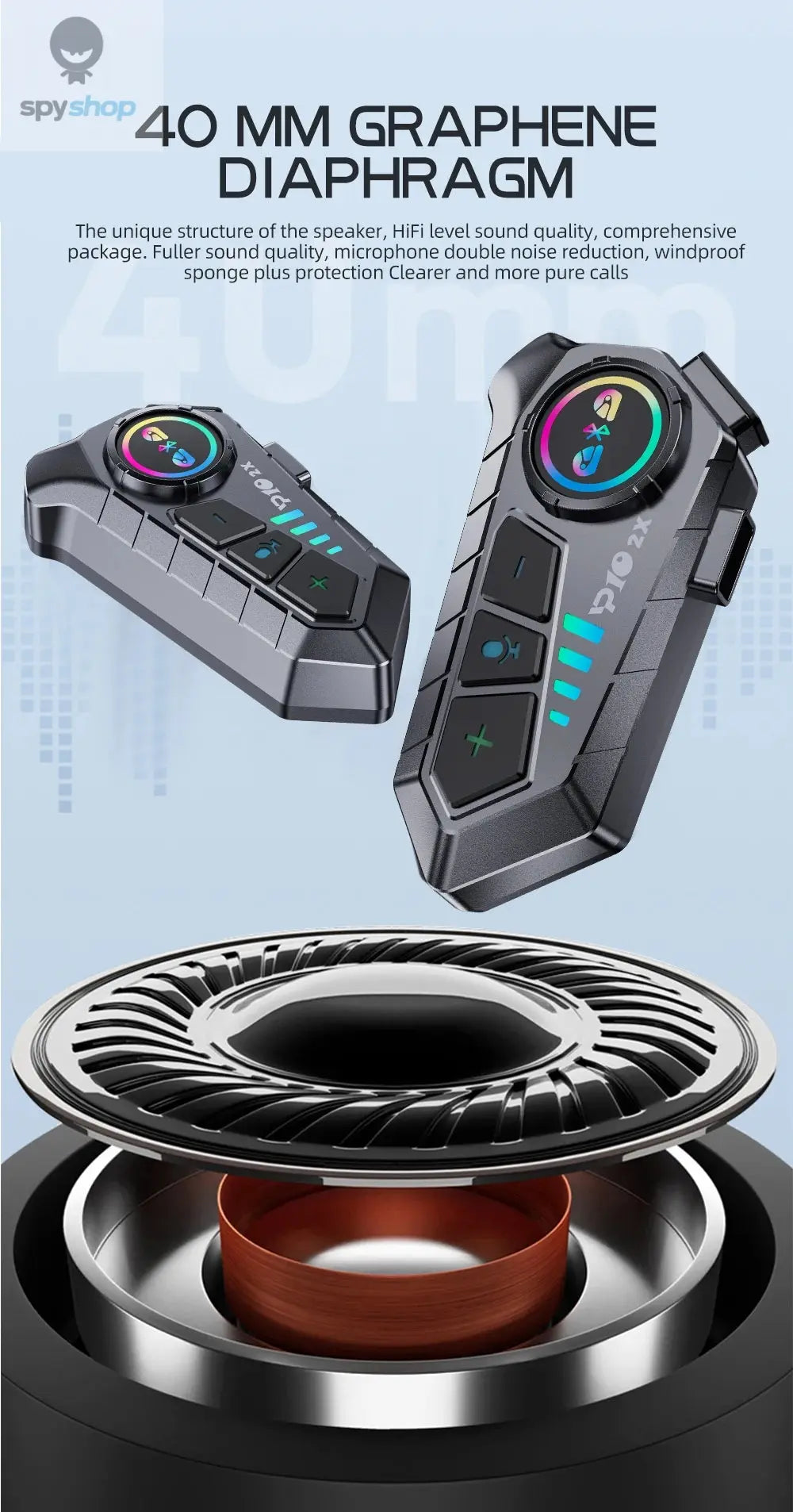 2000mah Motorcycle Intercom Helmet Headset Wireless Communicator Interphone Waterproof Bluetooth Earphone Handsfree Call 300m Spy-shop.com